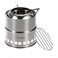 Estufa de camping Ohuhu de acero inoxidable- estufa de leña potable- estufas de leña para picnic- barbacoa- campamento…